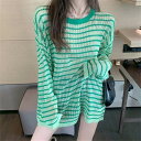 【P2倍&クーポン有】BIGシルエット シャツ トップス レディース カットソー プルオーバー チュニック 個性的 秋 冬 ロング丈 お尻カバー 裾ワイド 長袖 萌袖 ボリューム袖 Uネック ラウンドネック 襟なし 透け感 伸縮性 カラバリあり ブラック 黒 ホワイト グリーン