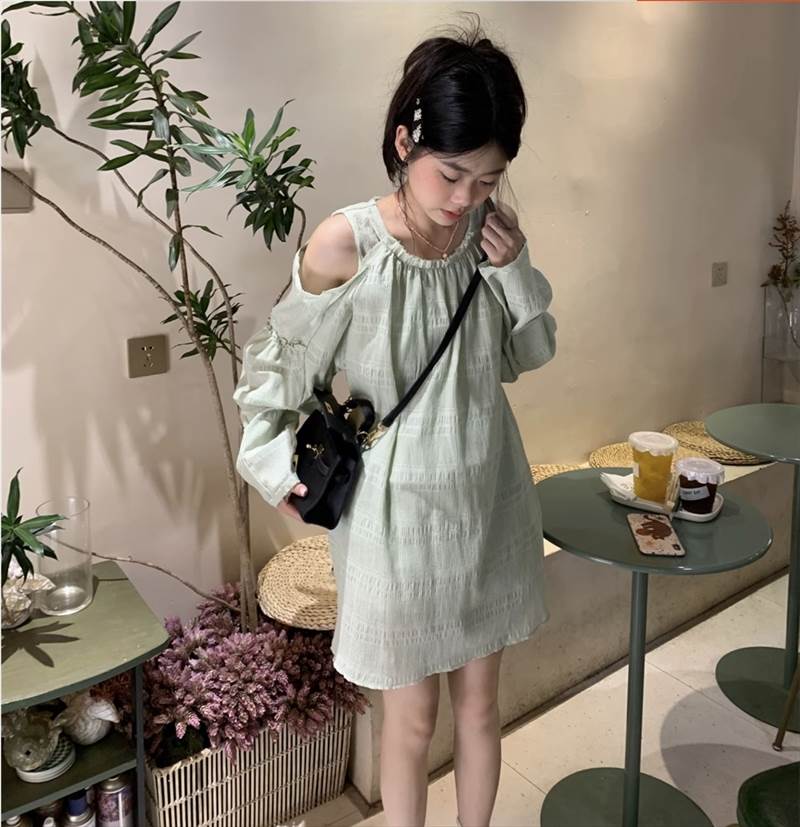 【P2倍&クーポン有】ミニ 萌袖 クルーネック ワンピース レディース プルオーバー フレアワンピース 個性的 春 夏 秋 ショート丈 お尻カバー ポッコリお腹...