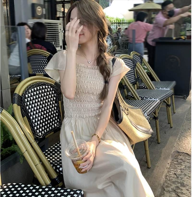 【P2倍&クーポン有】オフショルダー フレアワンピース ワンピース レディース 個性的 春 夏 ロング丈 アンクル丈 お尻カバー 半袖 二の腕カバー フレアスリ...