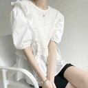 【P2倍&クーポン有】パフスリーブ カットソー トップス レディース 個性的 春 夏 ミドル丈 半袖 五分袖 ぽわん袖 ラウンドネック 襟なし フリル ブラック ホワイト 無地 サイズ豊富 S M L 薄手 オフィス 学校 イベント 旅行 レストラン 体型カバー 1枚で決まる