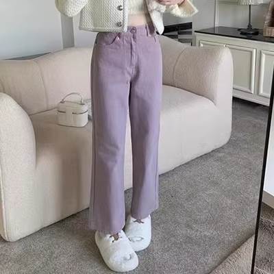 樂天商城 - 【P2倍&クーポン有】ボトムス パンツ レディース デニム オールシーズン ロング丈 ワイドレッグ BIGシルエット ファスナー ポケット ダボダボ カラバリあり ピンク 薄ピンク 藍色 ブルー パープル 紫色 無地 サイズ豊富 M L XL LL 2XL 3L 3XL 4L 4XL 5L ビッグサイズ