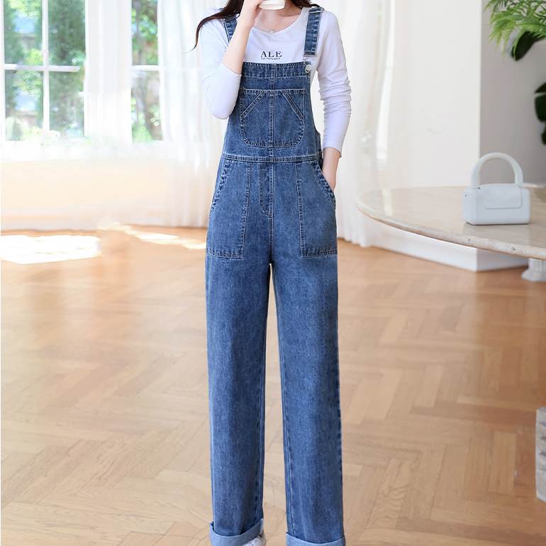 【P2倍&クーポン有】サロペット オールインワン パンツ レディース デニム Gパン カーゴ イージーパンツ ストレート ワーク オールシーズン ロング丈 フルレングス ポッコリお腹カバー ストレート ポケット オーバーサイズ ポケット カラバリあり カーキグリーン