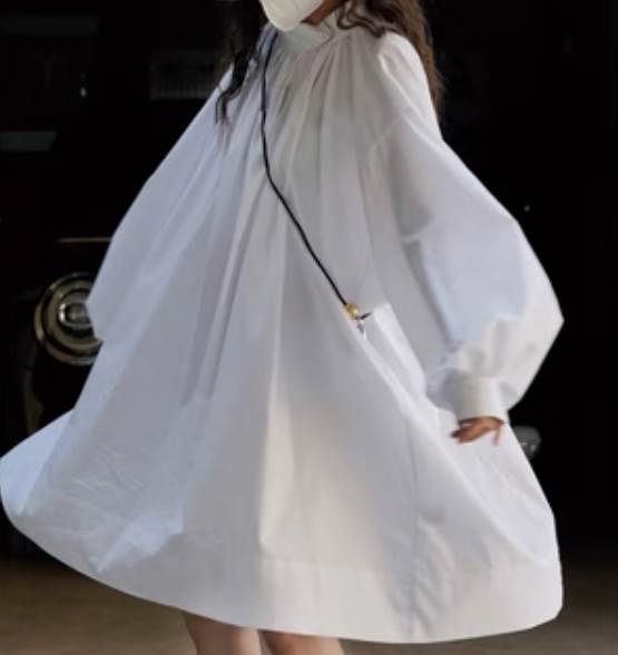 【P2倍&クーポン有】 トップス ワンピース レディース シャツ ブラウス 個性的 オールシーズン 裾長め お尻カバー ポッコリお腹カバー 長袖 バルーン袖 ふ...