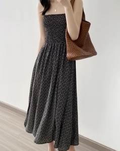 【P2倍&クーポン有】ワンピース オールインワン レディース 膝下 ミモレ ロング 7分丈 8分丈 袖なし ノースリーブ スクエアネック かわいい 大人可愛い ...