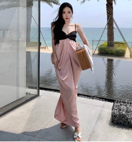 【P2倍&クーポン有】キャミソール フレアワンピース ワンピース レディース 夏 ロング丈 アンクル丈 袖なし 腕出し ハートカット マーメイド バックスリット...