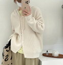 【P2倍&クーポン有】長袖 ニット カーディガン トップス レディース セーター 個性的 春 秋 ミディアム丈 お尻カバー 萌袖 フード 羽織り 前開き 伸縮性 ボタン カラバリあり ブラック ホワイト グリーン ピンク イエロー パープル 無地 サイズ豊富 S M L XL LL 2XL 3L