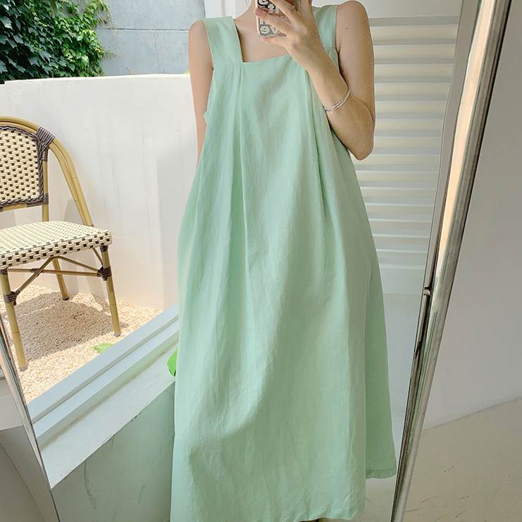 【P2倍&クーポン有】Aライン ロング丈 ワンピース レディース 春 夏 袖なし 肩だし ポケット 無地 S M L XL LL 学校 イベント リゾート 旅行...