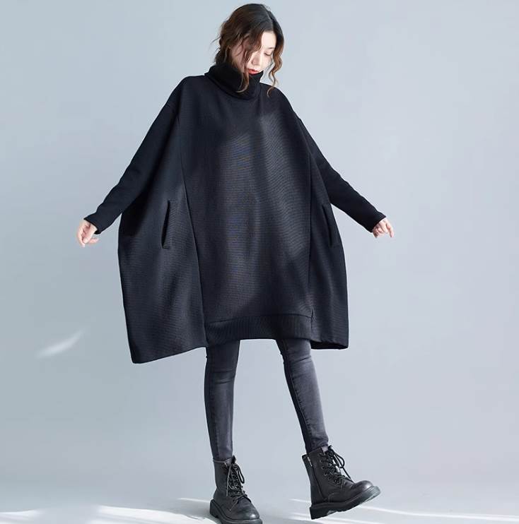 【P2倍&クーポン有】トップス ワンピース レディース プルオーバー ニットワンピ 送料無料 個性的 ひざ丈 ひざ上 長袖 タートルネック ハイネック BIGシ...