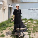 【P2倍&クーポン有】シアー ミモレ丈 フレアワンピース ワンピース レディース 個性的 春 夏 ロング丈 お尻カバー ポッコリお腹カバー 半袖 五分袖 二の腕...