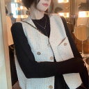 レディース ベスト 個性的 春 服 夏 服 ノースリーブ ツイード ベスト ヴィンテージ 目立つ モテ 流行 トレンド 高見え 格上げ シンプル ナチュラル カジュアル かわいい ガーリー