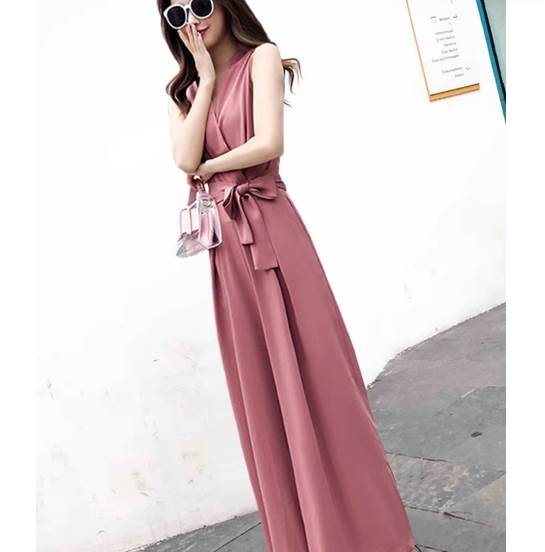 【P2倍&クーポン有】ベルト リボン ウエストマーク ノースリーブ ワイドレッグ パンツ オールインワン レディース ワイド 送料無料 夏コーデ ロング 袖なし 腕出し Vネック すっきり 肩だし 肌みせ ベルト 色展開 カラバリあり ブラック 黒 ホワイト 白 ベー