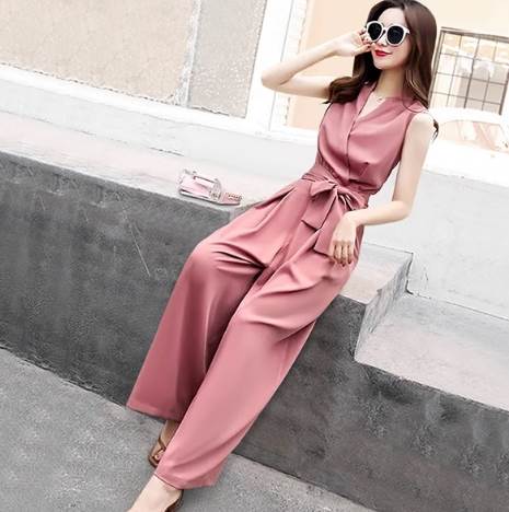 【P2倍&クーポン有】ベルト リボン ウエストマーク ノースリーブ ワイドレッグ パンツ オールインワン レディース ワイド 送料無料 夏コーデ ロング 袖なし 腕出し Vネック すっきり 肩だし 肌みせ ベルト 色展開 カラバリあり ブラック 黒 ホワイト 白 ベー