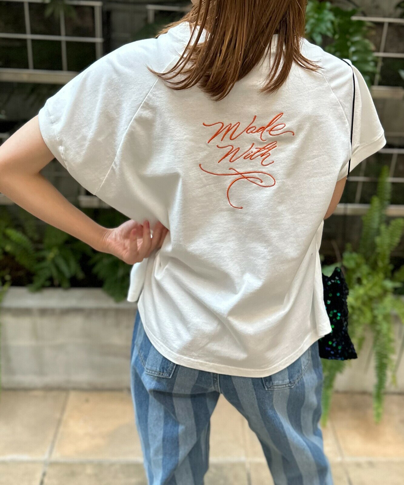 【ハート&ロゴ刺繍 ラグラン】Tシャツ レディース 半袖 ハート ハート柄 ワンポイント 刺繍 ビッ