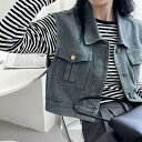 【P2倍&クーポン有】トップス レディース ベスト ショートベスト 個性的 春 夏 秋 ミニ ショート丈 短丈トップス 袖なし ボタンダウン 襟付き スリム タイト 細身 ポケット 前開き ボタン ヴィンテージ アメカジ ブルー 無地 M L デニム 学校 格上げ 着回し 目立つ