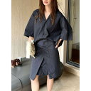 【P2倍&クーポン有】ワンピース レディース シャツワンピース 春 夏 ひざ上 五分袖 襟付き ブラック 黒 ベージュ 無地 S M しわ感 体型カバー 1枚で...