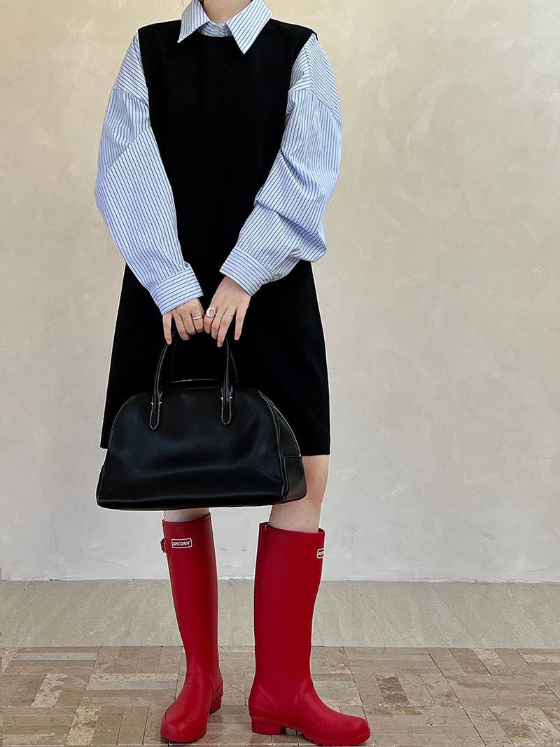 【P2倍&クーポン有】ワンピース ワンピドレス 春 夏 秋 冬 ひざ丈 ミディアム丈 ステッチ 袖なし ラウンドネック ストレート ブラック M L パーティー イベント ホテル ガーデン レストラン コンサート 外出 体型カバー 1枚で決まる 普段使い 日常使い 着痩せ 効