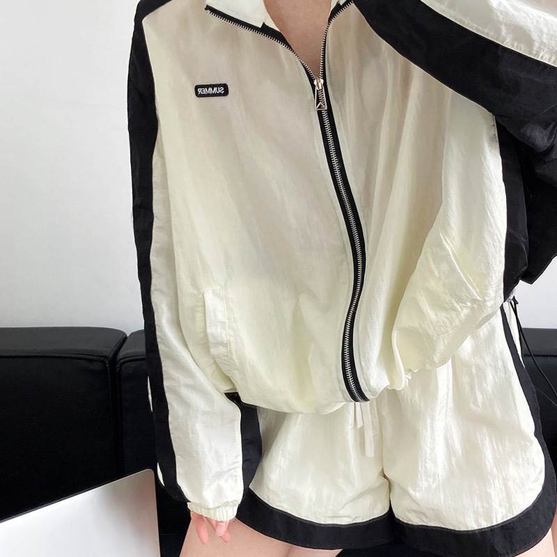 【P2倍&クーポン有】トップス ボトムス パンツ アウター セットアップ 上下セット レディース 2点セット 上着 ブルゾン ショートパンツ ウィンドブレーカー マウンテンパーカー 春 夏 秋 ショート丈 普通丈トップス 裾ラウンド 長袖 ハイネック スタンドカラー ワイ