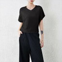 【P2倍&クーポン有】トップス シャツ カットソー 春 夏 半袖 Vネック ブラック アプリコット グリーン カットオフ ピンク オレンジ 無地 フリーサイズ 学校 大学 イベント リゾート 旅行 プール ガーデン レストラン コンサート ライブ 外遊び 外出 体型カバ(4)