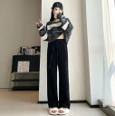 【P2倍&クーポン有】ボトムス パンツ レディース ワイド ワイドパンツ 秋 冬 ひざ下 ストレート ワイドレッグ 落ち感 ブラック 黒 グレー 灰色 ピンク オフホワイト コーヒー 無地 S M L XL LL ゆったり しわ感 リゾート 旅行 体型カバー 普段使い 日常使い 楽ちん