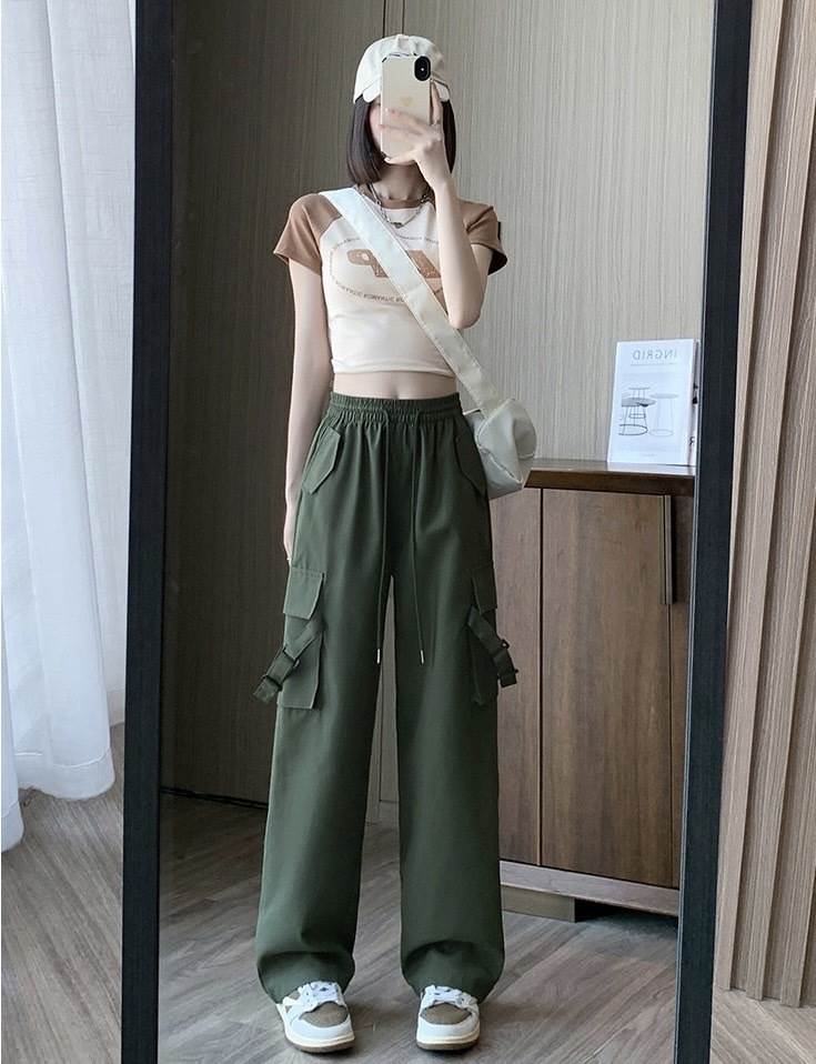 【P2倍&クーポン有】丈が選べる レディース パンツ ボトムス カーゴパンツ フルレングス ワイド フレア ストレッチ かわいい 大人可愛い シンプル カジュアル 上品 おしゃれ かっこいい レトロ こなれ感 ラフ マニッシュ ボーイッシュ スポーティー ルーズ