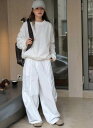 【P2倍&クーポン有】ボトムス パンツ ベイカー ワイド ワーク 春 夏 ロング丈 裾ワイド ワイドレッグ BIGシルエット ジップ ダボダボ ファスナー ポケット カラバリあり グレー 灰色 ライトグレー ホワイト 白 ブルー 青 くすみカラー ニュアンスカラー 無地 S M L(4)