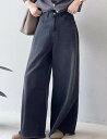 【P2倍&クーポン有】ボトムス パンツ レディース Gパン デニム ワイドパンツ 秋 フルレングス フレア ワイドレッグ BIGシルエット オーバーサイズ ハイウエスト 落ち感 ダボダボ ふっくら ハリ感 ブラック 黒 無地 S M L XL LL 旅行 カラオケ 外出 体型カバー 普