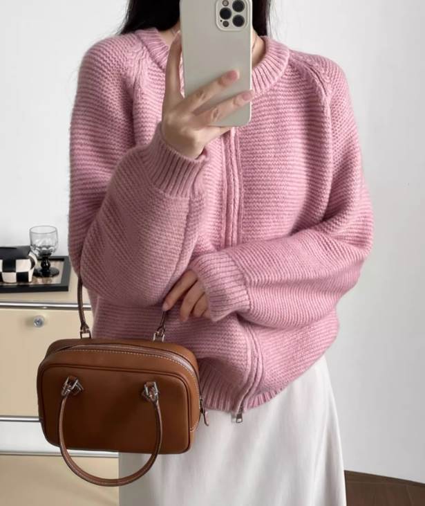 【P2倍&クーポン有】トップス レディース ニット セーター カーディガン ジップアップ 秋 普通丈トップス 長袖 ラウンドネック ストレ..