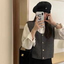【P2倍&クーポン有】レディース トップス ベスト 袖なし 襟なし ストレート 前開き ニット ボタン 薄手 きれいめ 上品 おしゃれ かっこいい マニッシュ ...