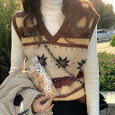 【P2倍&クーポン有】トップス ニット セーター ベスト 春 秋 冬 袖なし Vネック ブラウン ノルディック S M L XL LL バイト イベント リゾート 旅行 ホテル ガーデン ライブ カラオケ 普段使い 日常使い 華奢見え 着痩せ 効果 着回し デイリー スタイルアップ Y