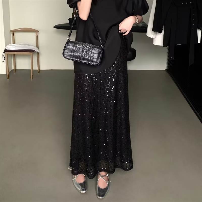 【P2倍&クーポン有】スカート ボトムス 春 夏 秋 ロング丈 フレア ブラック ホワイト アプリコット S M..