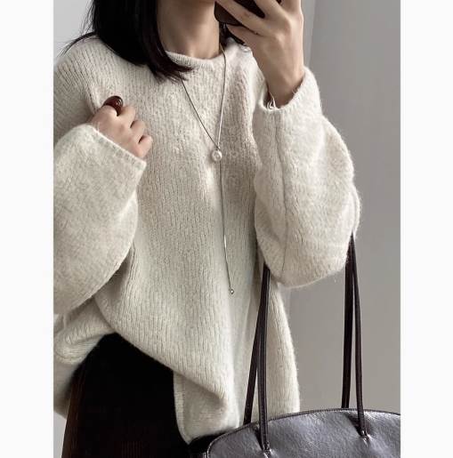 【P2倍&クーポン有】トップス ニットソー セーター ミディアム丈 プルオーバー 長袖 Uネック ニット かわいい 大人可愛い きれいめ シンプル カジュアル 大人 上品 おしゃれ かっこいい 大人女子 こなれ感 ラフ ルーズ 個性的 主役級 存在感 キュート ナチュラル ベーシ