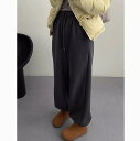 【P2倍&クーポン有】レディース パンツ ルームウェア スウェット 部屋着 ロング丈 ポケット 中厚手 綿 コットン シンプル カジュアル おしゃれ かっこいい こなれ感 ラフ ボーイッシュ クール 主役級 存在感 カレッジ風 学生風 ベーシック 無地 春 秋 オールシーズン