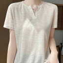 スキッパー Tシャツ 薄手 春 夏 普通丈トップス 裾イン 半袖 Vネック カラバリあり ブラック 黒 グレー 灰色 ベージュ 赤 レッド 緑 グリーン ブラウン 茶色 無地 サイズ豊富 M L XL LL 2XL 3L オフィス 学校 大学 職場 旅行 外出 仕事 重ね着しやすい 普段使い