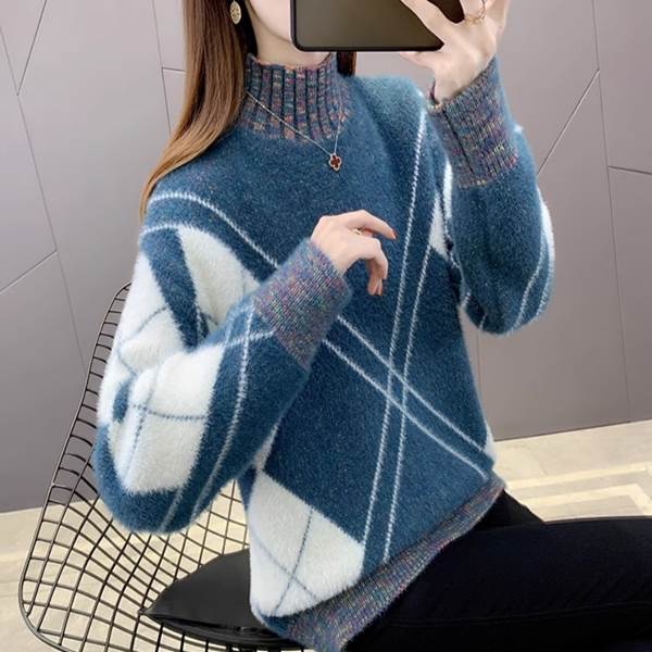 Square Neck - ニット セーター プルオーバー トップス レディース 秋 冬 お尻カバー 長袖 ハイネック カラバリあり グリーン ピンク ブルー イエロー パープル サイズ豊富 S M L XL 2XL 1枚で決まる 普段使い 日常使い 楽ちん 若見え 高見え 格上げ 定番 着回し 合わせやすい