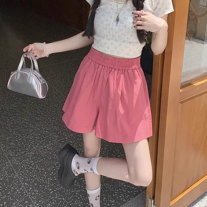 Rakuten - 【P2倍&クーポン有】 レディース パンツ ボトムス 大人可愛い ショートパンツ カジュアル ワイド ガーリー ナチュラル ウエストゴム きれいめ 春 ルーズ おしゃれ シンプル 上品 主役級 ベーシック かわいい キュロット 夏 キュート こなれ感 ラフ 膝上