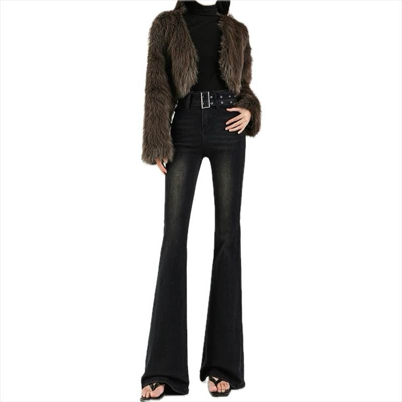 【P2倍&クーポン有】 レディース パンツ ボトムス フレアパンツ デニム セミフレア ファスナー ウォッシュ ロングパンツ フレア ロング ポケット フルレングス ハイウエスト タイト スリム 細身 ジーンズ ボタン デニムパンツ ブーツカット Gパン