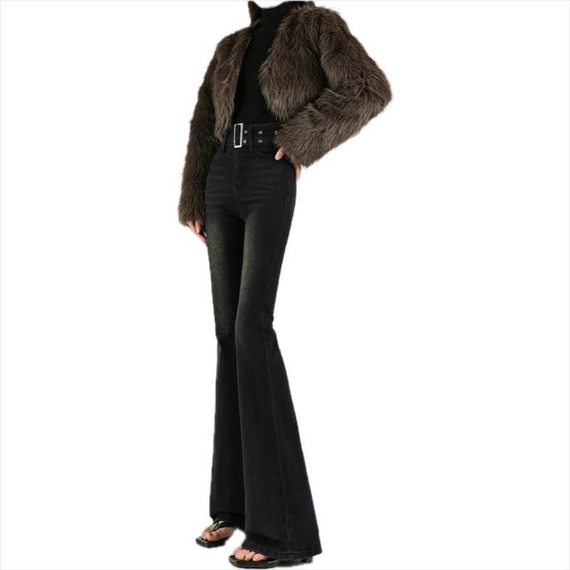 【P2倍&クーポン有】 レディース パンツ ボトムス フレアパンツ デニム セミフレア ファスナー ウォッシュ ロングパンツ フレア ロング ポケット フルレングス ハイウエスト タイト スリム 細身 ジーンズ ボタン デニムパンツ ブーツカット Gパン