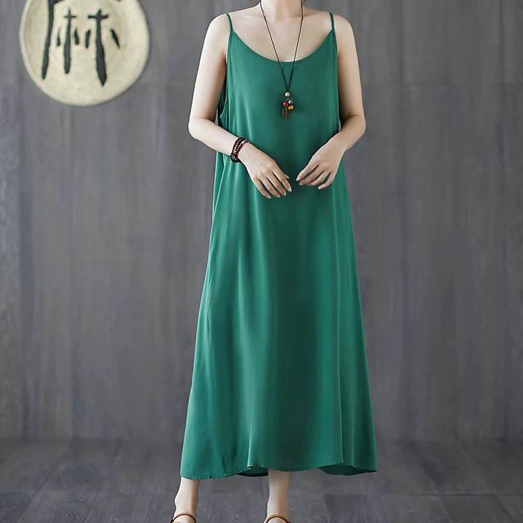 【P2倍&クーポン有】 レディース スカート ワンピース ドレープ キャミソール アジアン 袖なし ラウンドネック 薄手 エスニック シンプル ロングスカート フレア Aライン ノースリーブ ロング オールインワン カジュアル おしゃれ フレアスカート