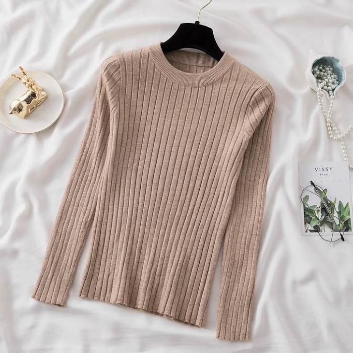 【P2倍&クーポン有】 レディース トップス ニット 細身 セーター かわいい スリム 上品 ラフ ラウンド..