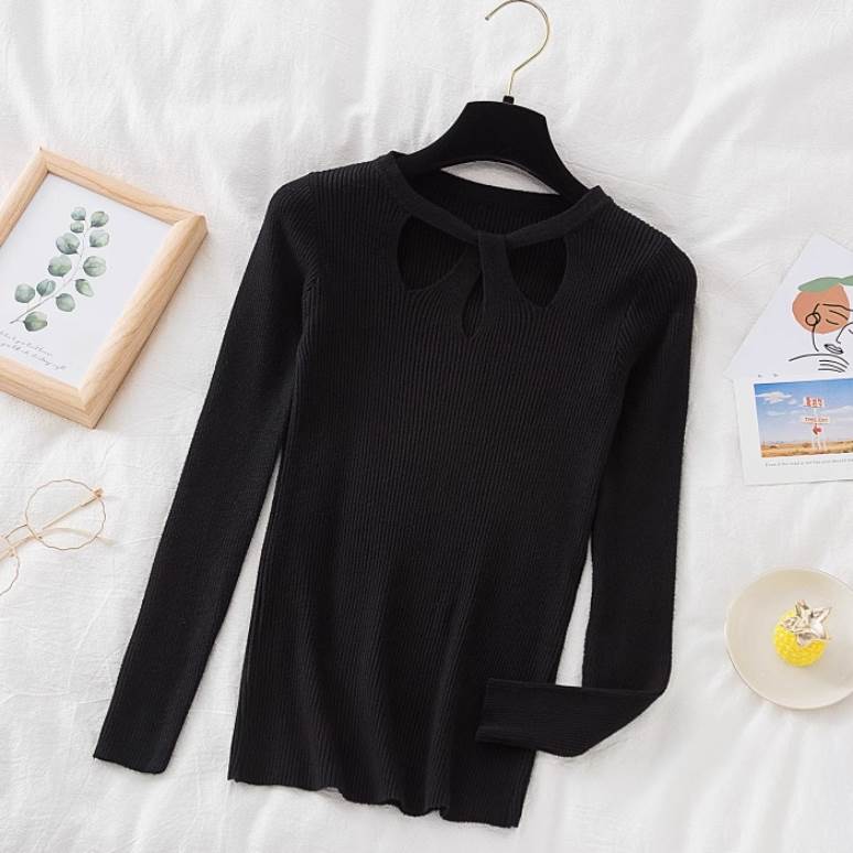 【P2倍&クーポン有】 レディース トップス ニット スリム セーター かわいい ラウンドネック 上品 ラフ..