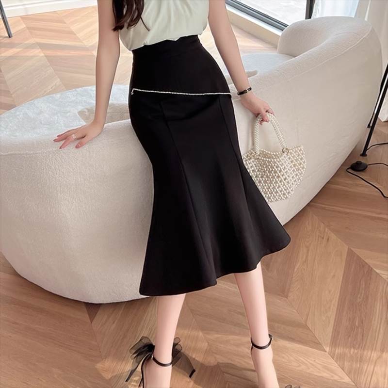 【P2倍&クーポン有】 レディース スカート ロングスカート フィッシュテール フィッシュテールスカート 大人可愛い かっこいい ルーズ 細身 かわいい ファスナー レトロ ハイウエスト こなれ感 きれいめ シンプル 上品 ミモレ ラフ スマート おしゃれ スリム