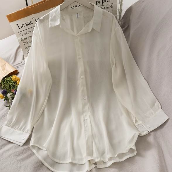 レディーストップスシャツ襟付きブラ...