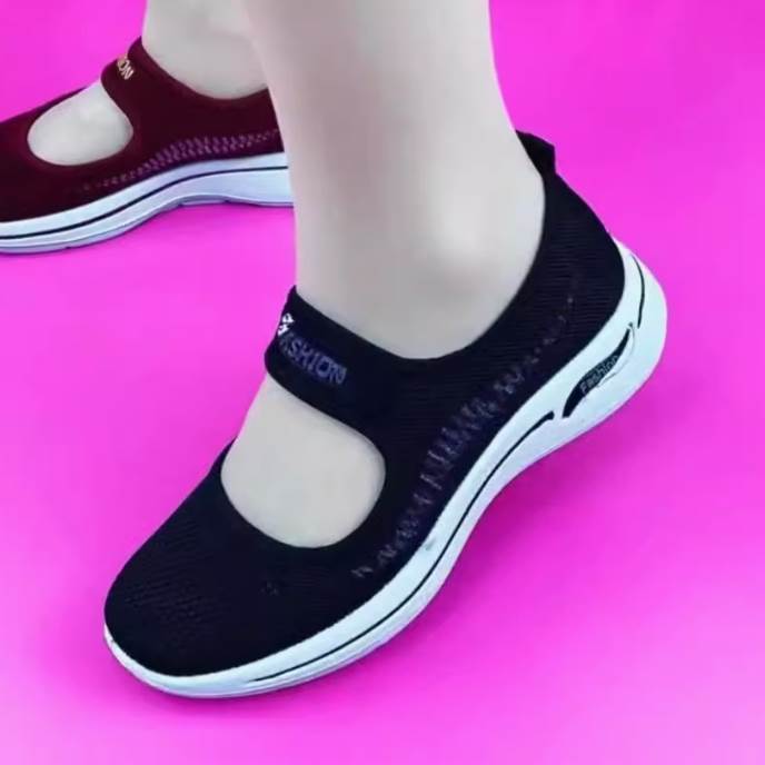 【P2倍&クーポン有】 レディース スニーカー フラットシューズ メッシュ ストラップシューズ シンプル ..