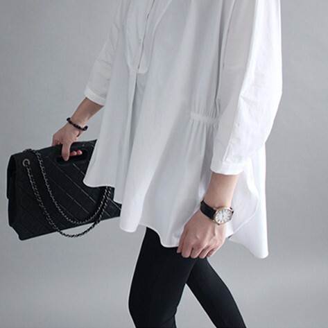 【P2倍&クーポン有】 トップス シャツ スリット 大人可愛い サイドスリット 大人可愛い キュート 7分袖 大人女子 かわいい 秋 30代 春 抜け感 40代 袖あり ブラウス とろみ感 20代 無地 上品 襟なし 大人 夏 2