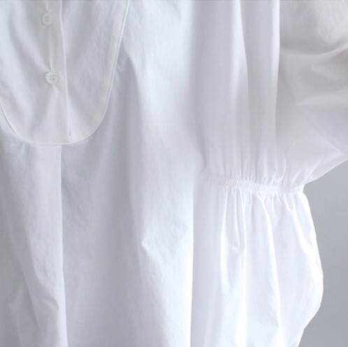 【P2倍&クーポン有】 トップス シャツ スリット 大人可愛い サイドスリット 大人可愛い キュート 7分袖 大人女子 かわいい 秋 30代 春 抜け感 40代 袖あり ブラウス とろみ感 20代 無地 上品 襟なし 大人 夏 3