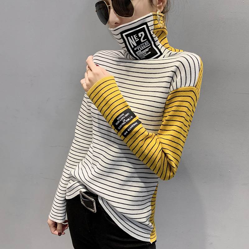 Garments - 【P2倍&クーポン有】 トップス カットソー 切り替えデザイン 冬 カジュアル かっこいい 30代 ハイネック 10代 おしゃれ 旅行 防寒 アウトドア 女性用 S 長袖 ニットソー レディース 暖かい 休日 主役級 タートルネック クール イベント
