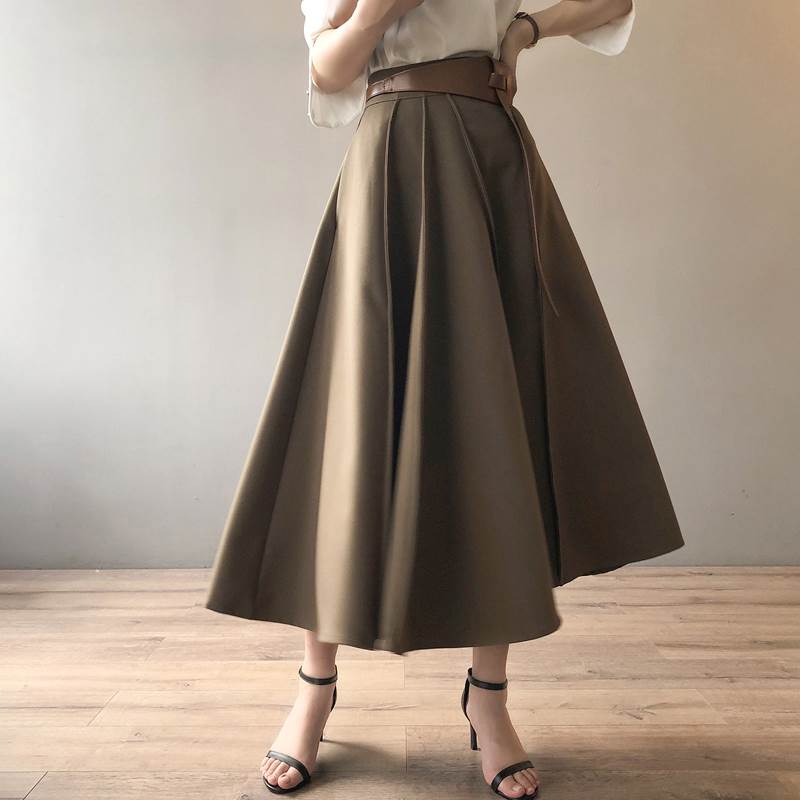 Rakuten - 【P2倍&クーポン有】 スカート ボトムス Aライン 春 ファスナー きれいめ 10代 ロング丈 秋 大人可愛い ママ ビジネス レディース 30代 OL ロング ロングスカート 20代 オフィス 40代 エレガント フレア おしゃれ 女性用