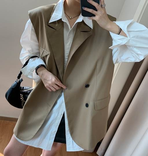  トップス アウター カジュアル 20代 大人可愛い メンズライク レディース 前開き 30代 こなれ感 学生 デート OL オフィス お出かけ ノースリーブ ベスト 女性用 通学 ビジネス モード系 シンプル クール 通勤