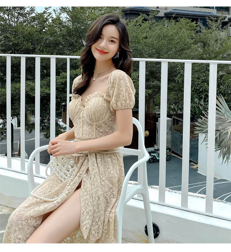 【P2倍&クーポン有】 水着 ワンピース 2点セット 柄 きれいめ ゴージャス 40代 フリル 20代 セクシー M XL 二の腕カバー 女性用 白 レース ワイヤー レディース L 体系カバー おしゃれ 透け感 大人っぽい S 3