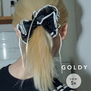 【最短翌日お届け】リボン ハング パイピング シュシュ GOLDY ゴールディ 6250207 goldy ヘアアクセサリー レディース ヘアゴム リボン 大きいシュシュ 透け感 レッド ベージュ ブラウン オフホワイト ブラック goldy シュシュ シアー